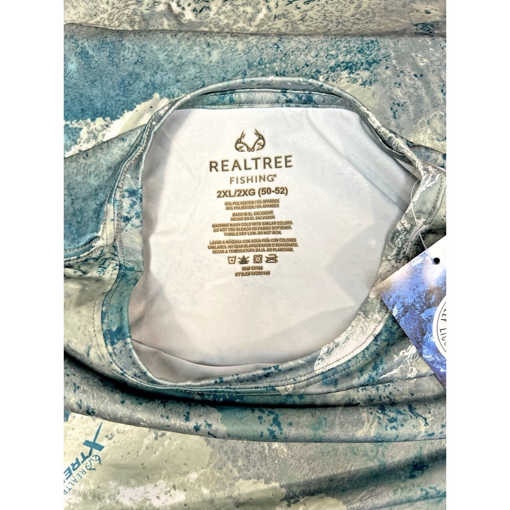 Realtree Fishing Extreme Long Sleeve Shirt 2XL Aqua Camo Moisture Wicking NWT - Picture 3 of 9
